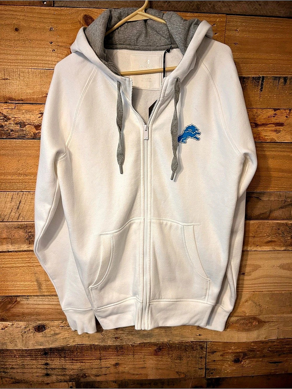 Antigua Detroit Lions Full-Zip Hoodie Lions Full-Zip Hoodie White Small NWT